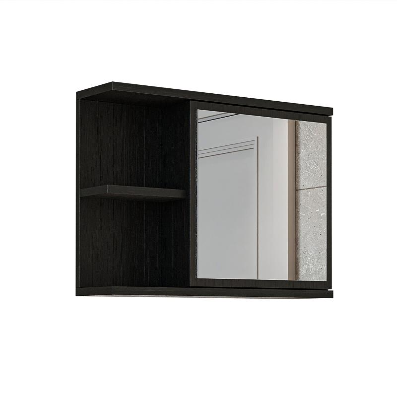 Specchio bagno contenitore 1 anta 60xH45 nero Cascade