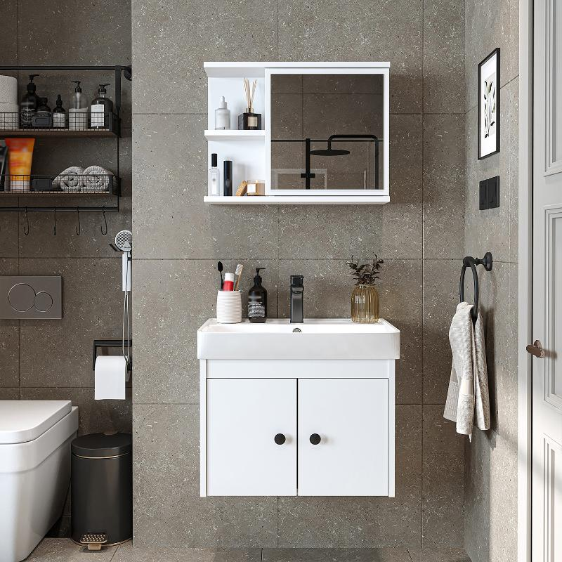 Mobile bagno sospeso lavabo specchio 60 cm bianco Cascade