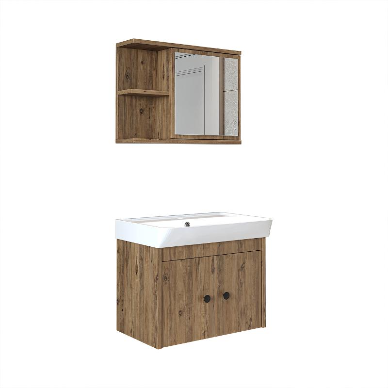 Mobile bagno sospeso lavabo specchio 60 cm rovere Cascade
