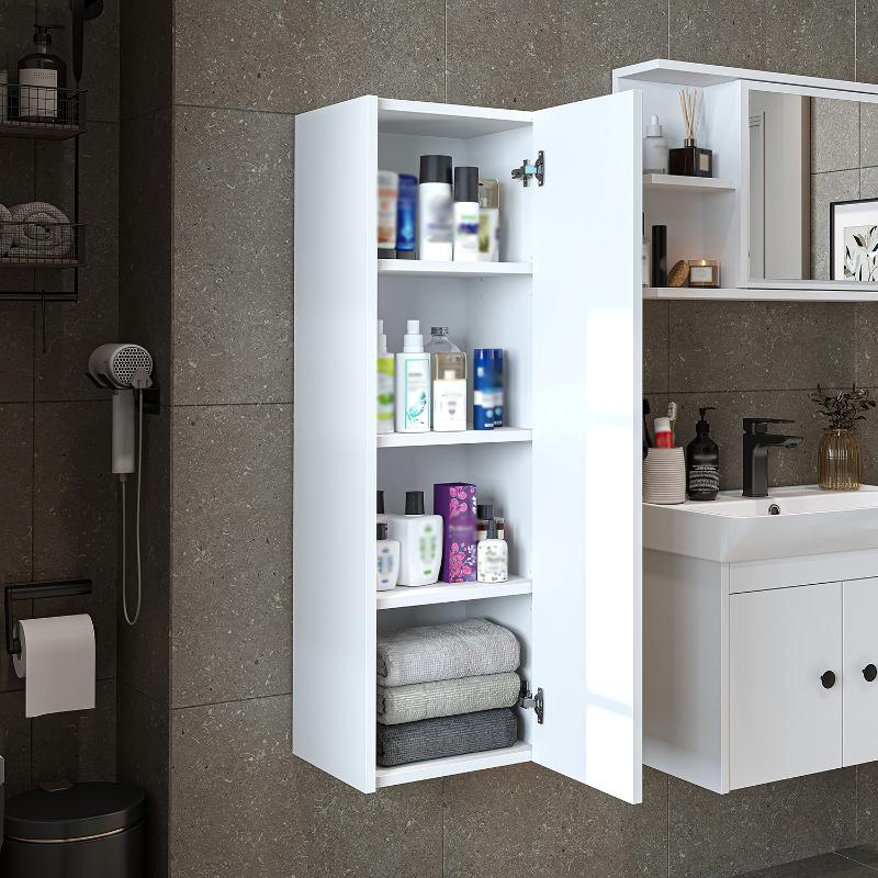 Colonna bagno moderna sospesa ripiani 35xH110 cm bianco Cascade