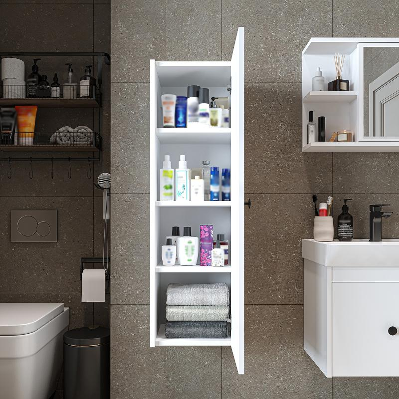 Colonna bagno moderna sospesa ripiani 35xH110 cm bianco Cascade