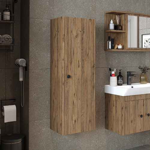 Colonna bagno moderna sospesa ripiani 35xH110 cm rovere Cascade
