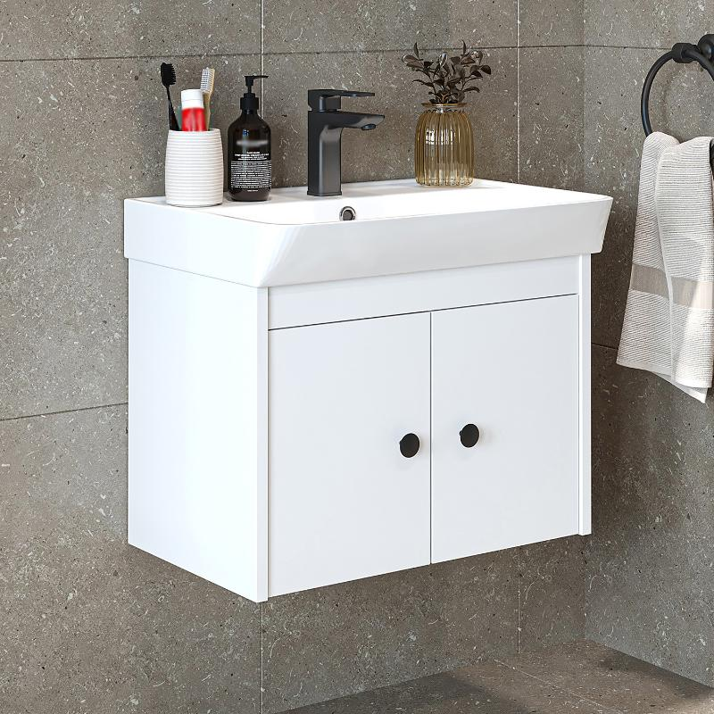 Mobile bagno sospeso lavabo moderno 60 cm bianco Cascade