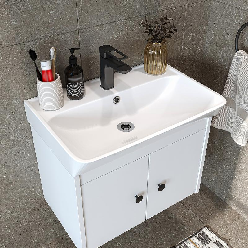 Mobile bagno sospeso lavabo moderno 60 cm bianco Cascade