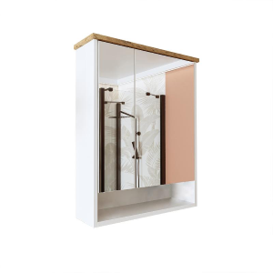 Specchio bagno contenitore 2 ante 62xH75 bianco rovere Marea
