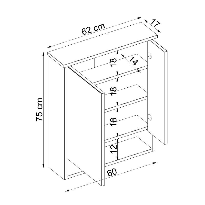 Specchio bagno contenitore 2 ante 62xH75 bianco rovere Marea
