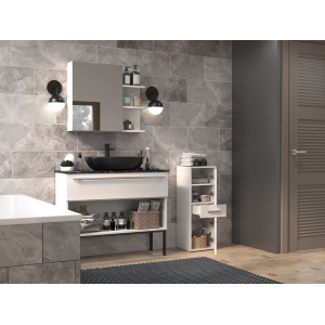 Colonna bagno a terra bassa 2 ante 1 cassetto 30xH85 bianco lucido Pilar