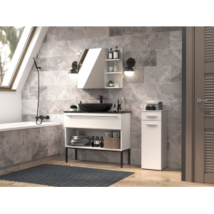 Colonna bagno a terra bassa 1 anta 1 cassetto 30xH85 bianco opaco Onda