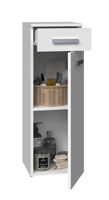 Colonna bagno a terra bassa 1 anta 1 cassetto 30xH85 bianco opaco Onda