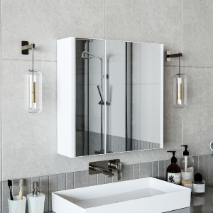 Specchio bagno contenitore 1 anta mensola 60xH60 bianco Corallo