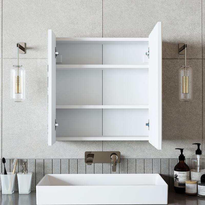 Specchio bagno contenitore 1 anta mensola 60xH60 bianco Corallo