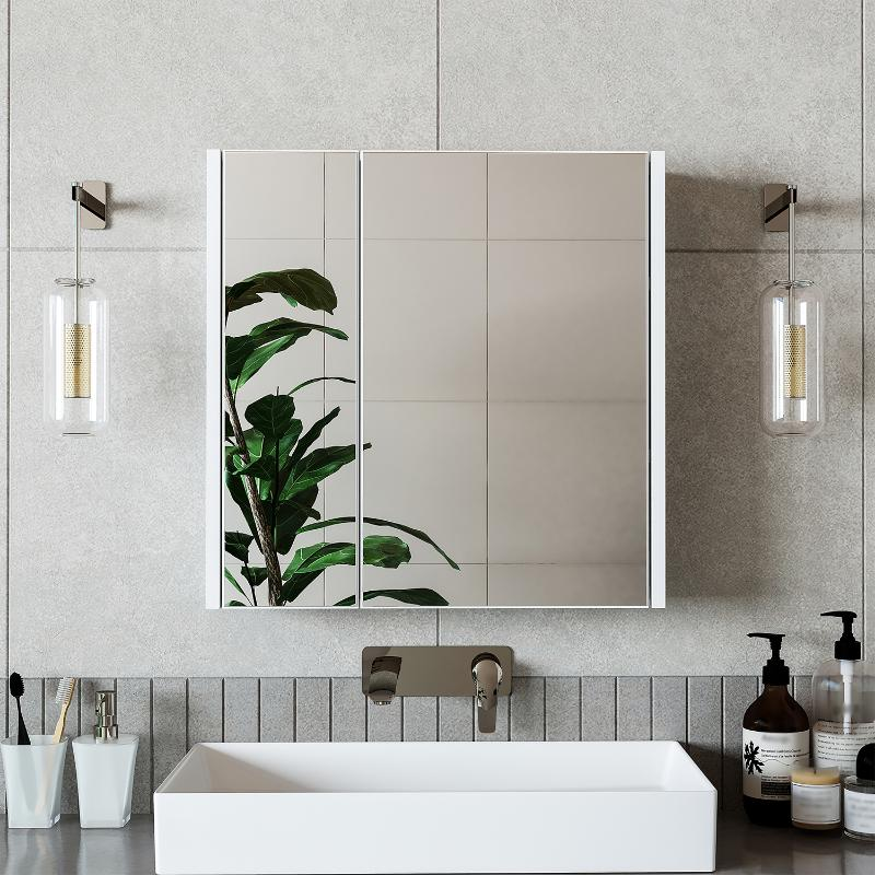 Specchio bagno contenitore 1 anta mensola 60xH60 bianco Corallo