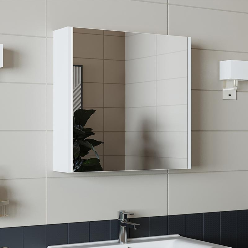 Specchio bagno contenitore 1 anta mensola 60xH60 bianco Corallo