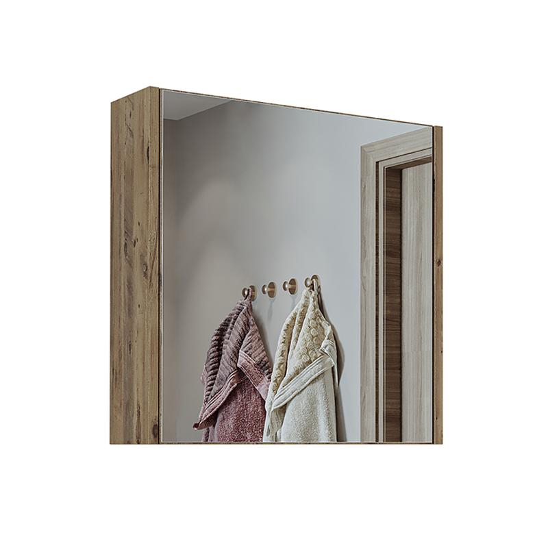 Specchio bagno contenitore 1 anta mensola 60xH60 rovere Corallo