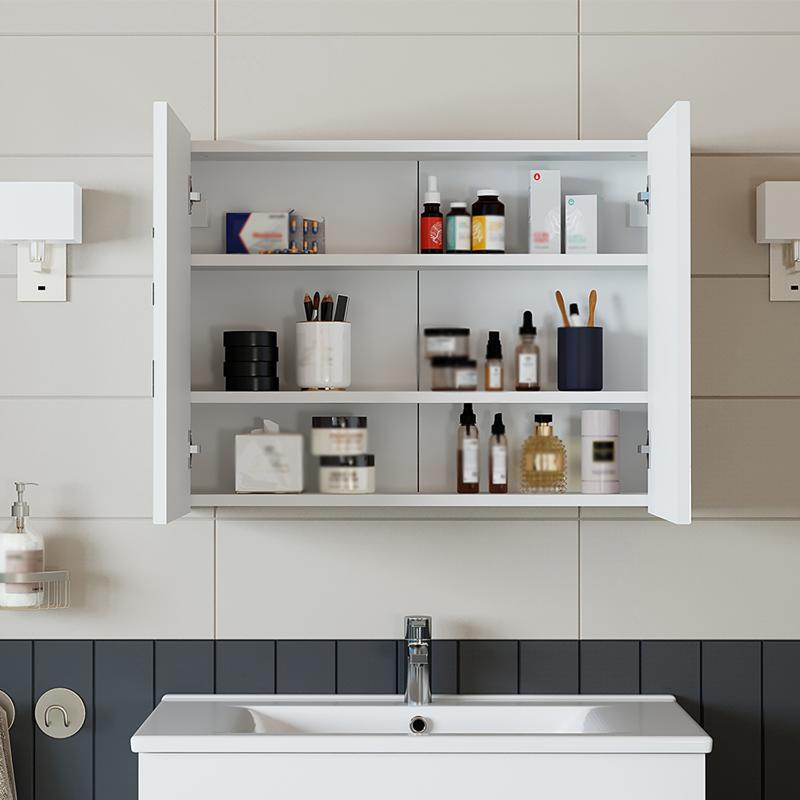 Specchio bagno contenitore 2 ante mensola 80xH60 bianco Corallo