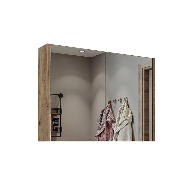 Specchio bagno contenitore 2 ante mensola 80xH60 rovere Corallo