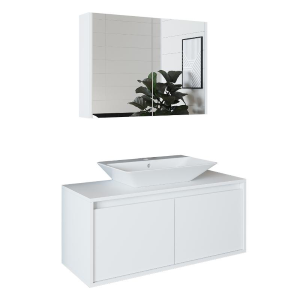 Mobile bagno sospeso lavabo specchio 100 cm bianco Corallo