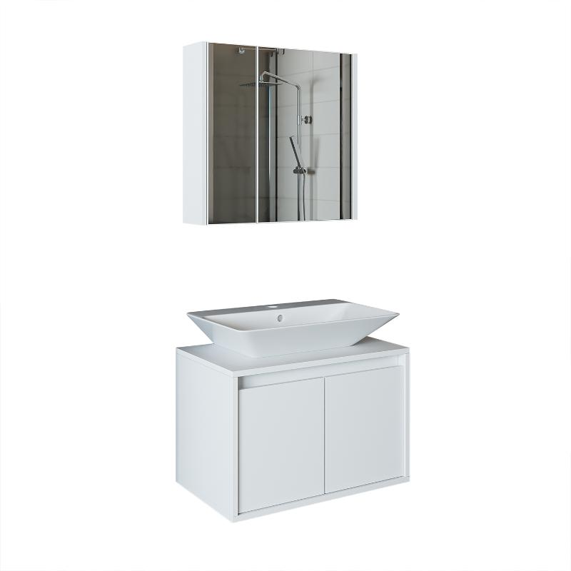 Mobile bagno sospeso lavabo specchio 65 cm bianco Corallo