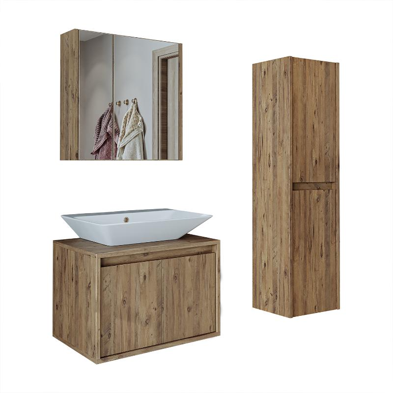 Mobile bagno sospeso lavabo specchio colonna 65 cm rovere Corallo