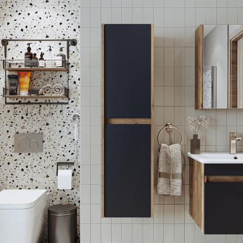 Colonna bagno sospesa 2 ante 35xH130 cm rovere antracite Corallo