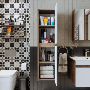Colonna bagno sospesa 2 ante 35xH115 cm rovere bianco Corallo