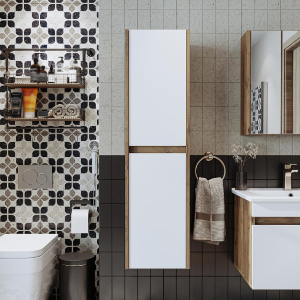 Colonna bagno sospesa 2 ante 35xH115 cm rovere bianco Corallo
