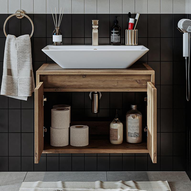 Mobile bagno sospeso lavabo 65 cm rovere Corallo