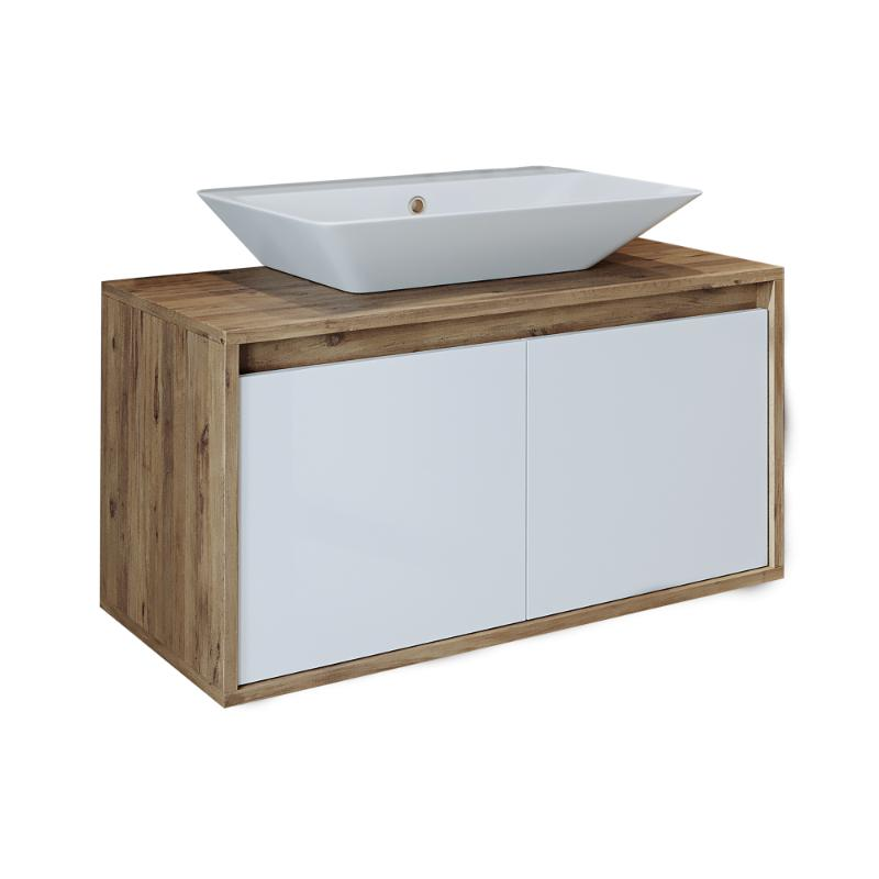 Mobile bagno sospeso lavabo 85 cm rovere bianco Corallo