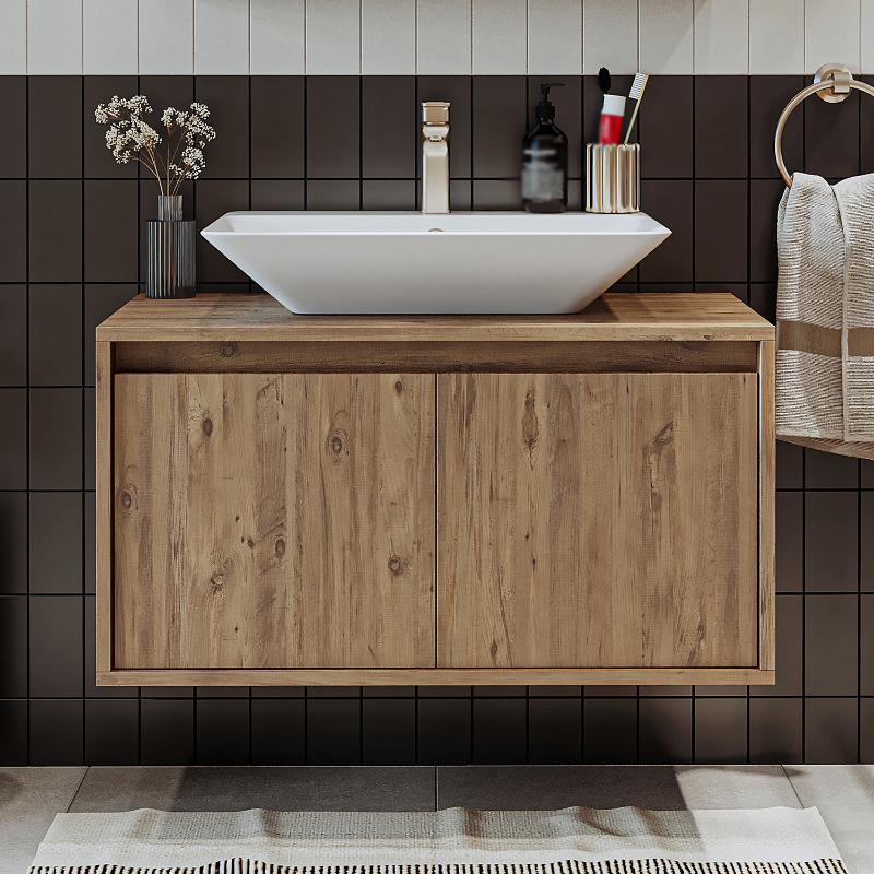 Mobile bagno sospeso lavabo 85 cm rovere Corallo