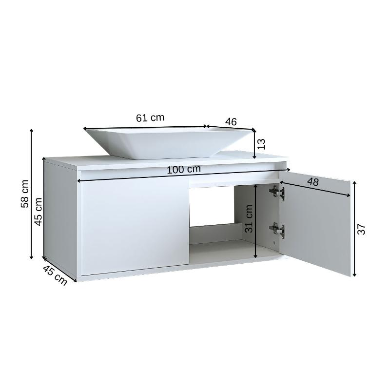 Mobile bagno sospeso lavabo 100 cm bianco Corallo