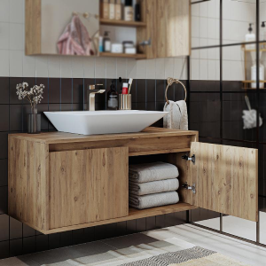Mobile bagno sospeso lavabo 100 cm rovere Corallo