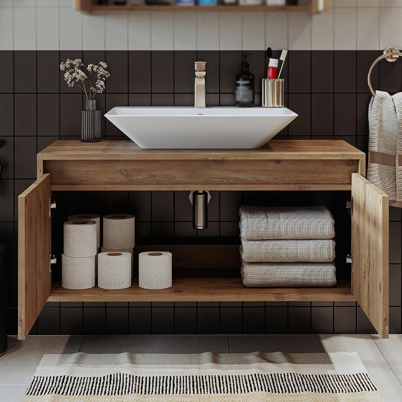 Mobile bagno sospeso lavabo 100 cm rovere Corallo