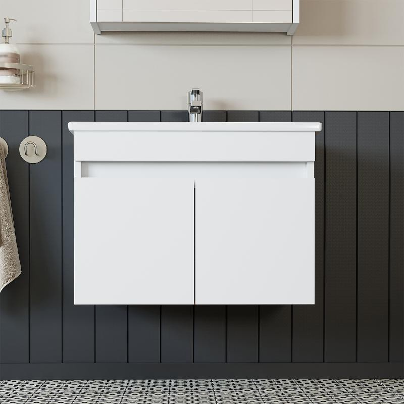 Mobile bagno sospeso lavabo integrato 65 cm bianco Nerea