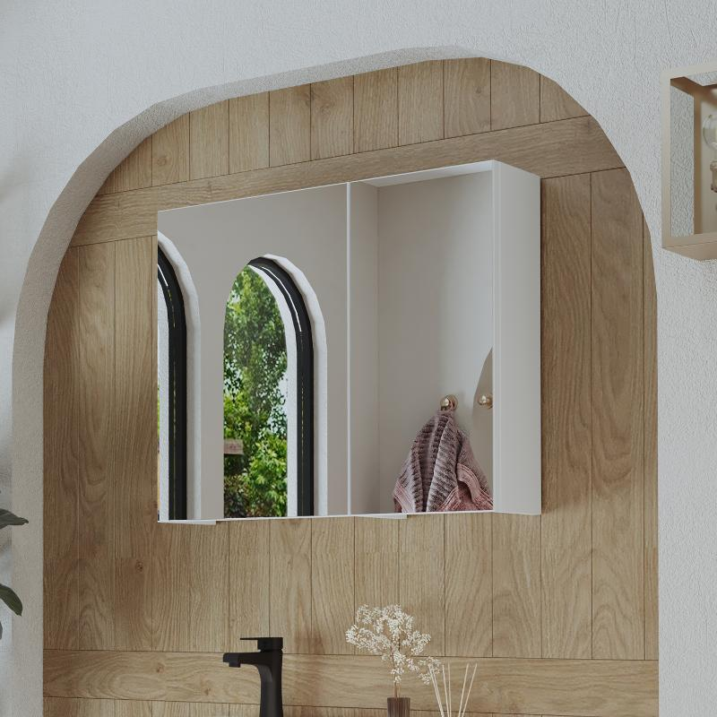 Specchio bagno contenitore 2 ante mensola 75xH60 bianco Lido