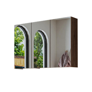 Specchio bagno contenitore 3 ante mensola 90xH60 rovere Lido