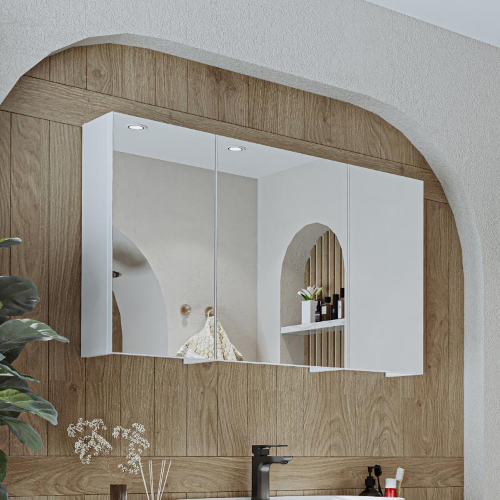 Specchio bagno contenitore 3 ante mensola 105xH60 bianco Lido