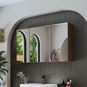 Specchio bagno contenitore 3 ante mensola 105xH60 rovere Lido