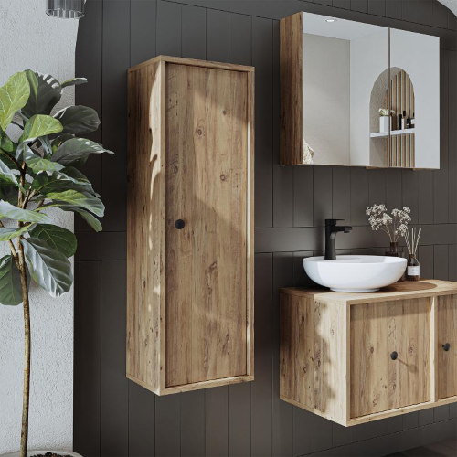 Colonna bagno alta sospesa 1 anta 35xH110 cm rovere Lido