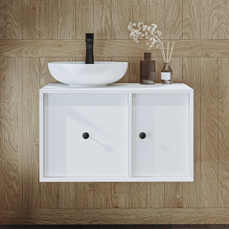 Mobile bagno sospeso lavabo appoggio 75 cm bianco Lido