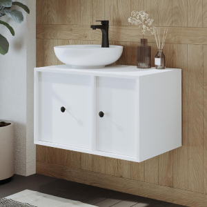 Mobile bagno sospeso lavabo appoggio 75 cm bianco Lido