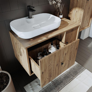 Mobile bagno sospeso lavabo appoggio 90 cm rovere Lido