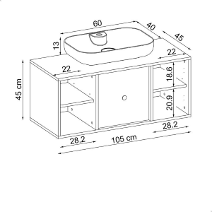 Mobile bagno sospeso lavabo appoggio 105 cm bianco Lido