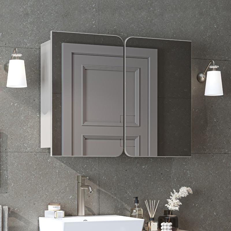 Specchio bagno contenitore 2 ante mensola 90xH60 tortora Levante