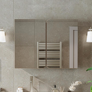 Specchio bagno contenitore 2 ante mensola 90xH60 rovere Levante