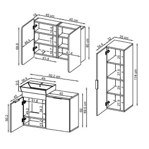 Mobile bagno sospeso lavabo cesto portabiancheria colonna 127 cm rovere Levante