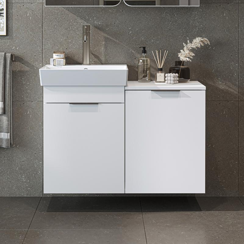 Mobile bagno sospeso lavabo cesto portabiancheria 92 cm bianco Levante