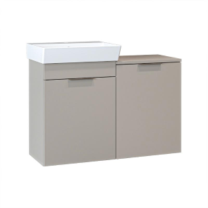 Mobile bagno sospeso lavabo cesto portabiancheria 92 cm tortora Levante