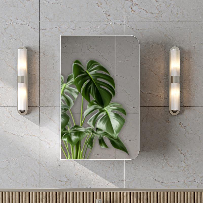 Specchio bagno contenitore 1 anta mensola 45xH60 bianco Mistral
