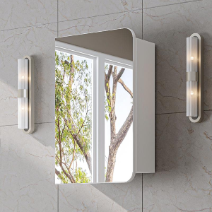 Specchio bagno contenitore 1 anta mensola 45xH60 bianco Mistral