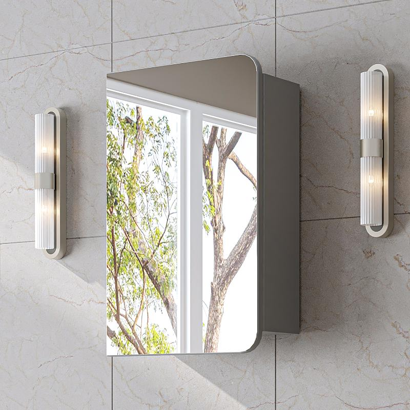 Specchio bagno contenitore 1 anta mensola 45xH60 grigio Mistral